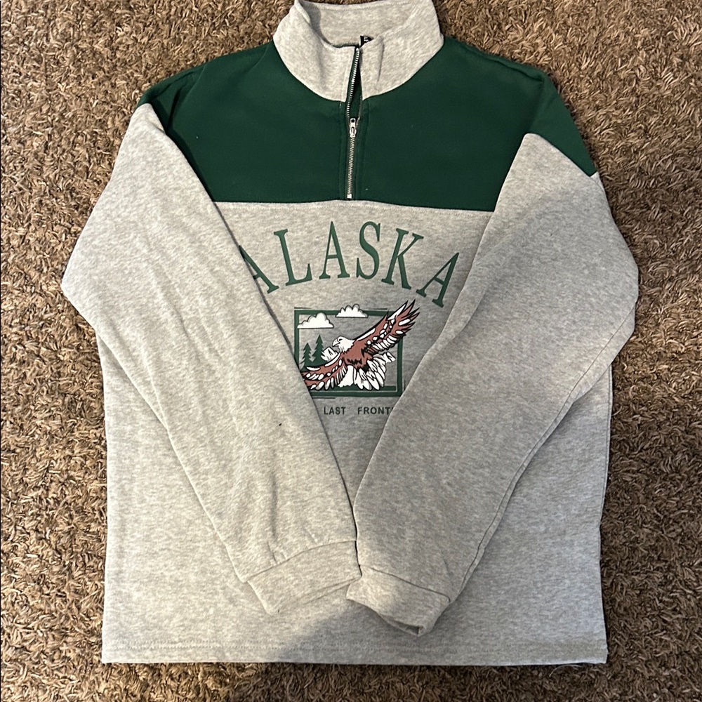 Zaful Green and Gray Zip Up Men's Sweater